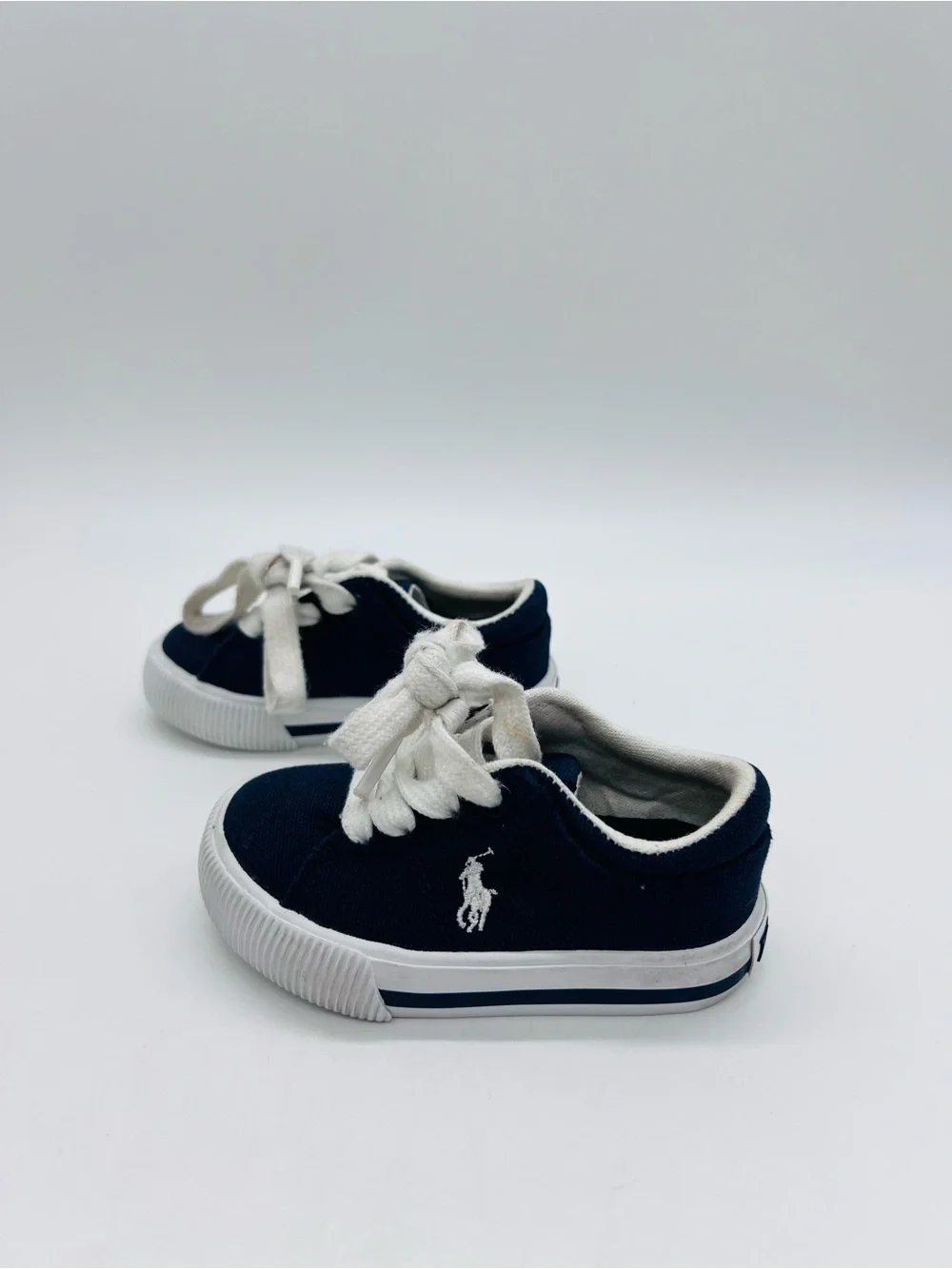 Polo by Ralph Lauren Youth Navy Elmwood Canvas Sneakers with White Accents